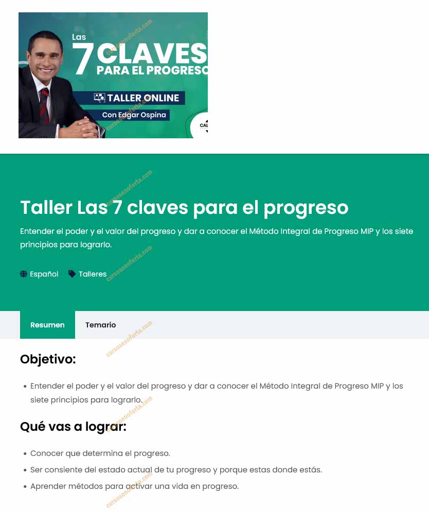 Taller Las 7 Claves Para el Progreso - cala academy