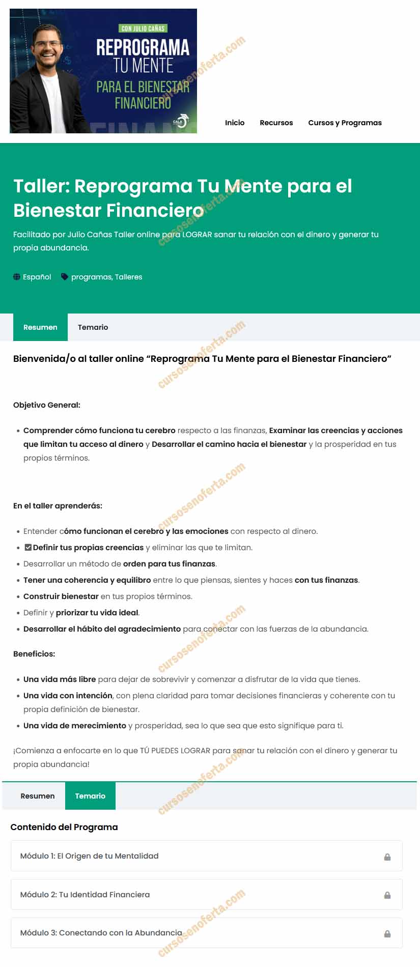 Taller Reprograma Tu Mente para el Bienestar Financiero - cala academy