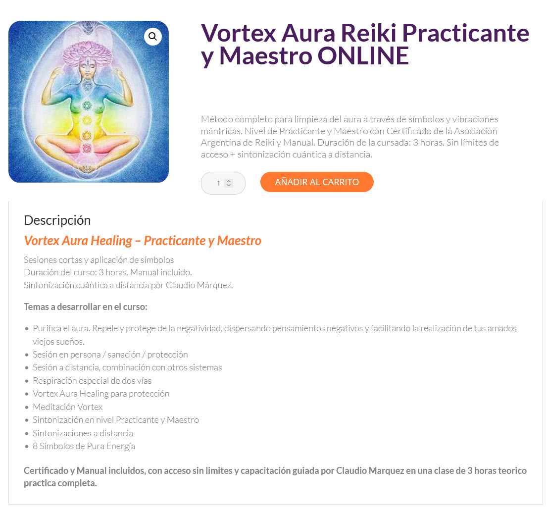 Vortex Aura Reiki Practicante y Maestro