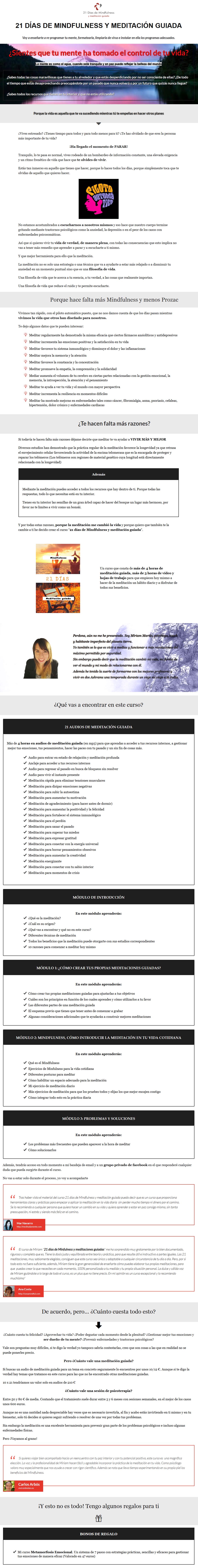 21 Días de Mindfulness y Meditación Guiada - miriam martin