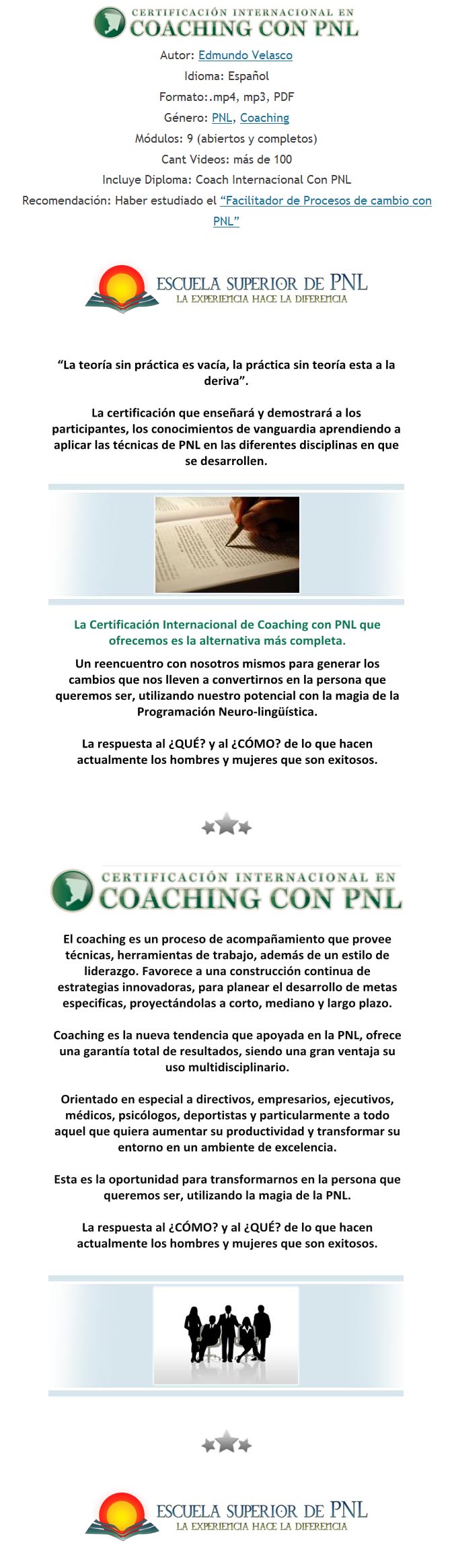 Certificación internacional en coaching con PNL