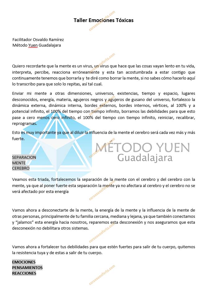 Método Yuen Guadalajara - Taller emociones tóxicas