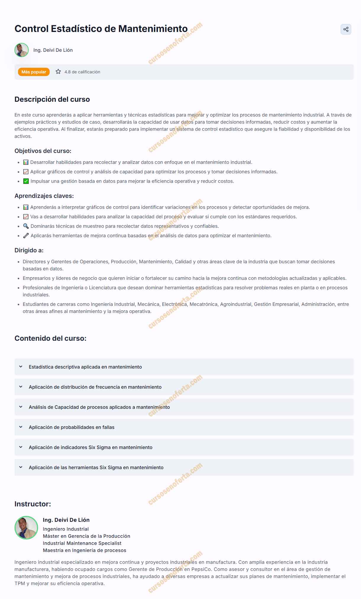 Control Estadístico de Mantenimiento - deivi de lion