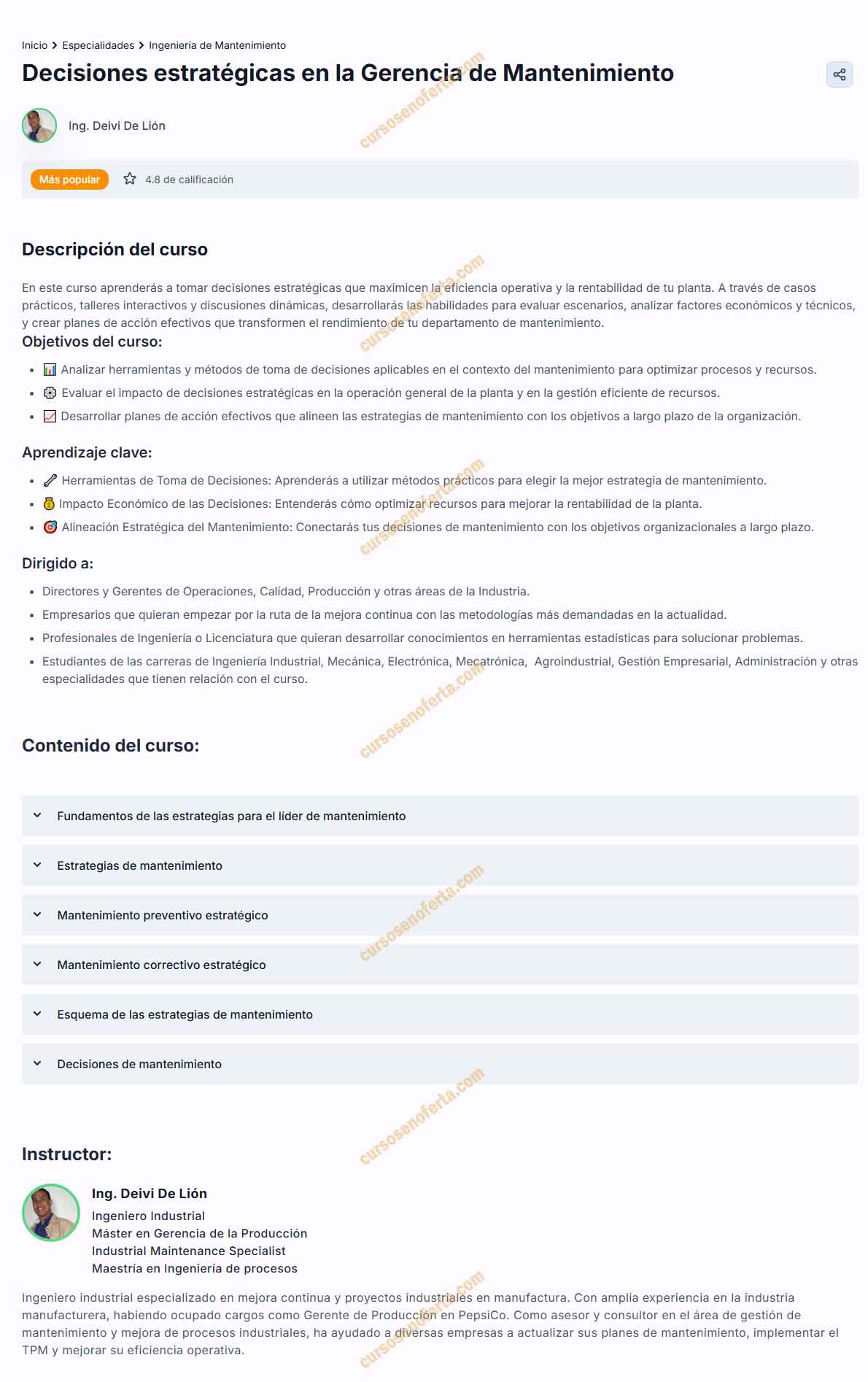 Decisiones estratégicas en la Gerencia de Mantenimiento - deivi de lion
