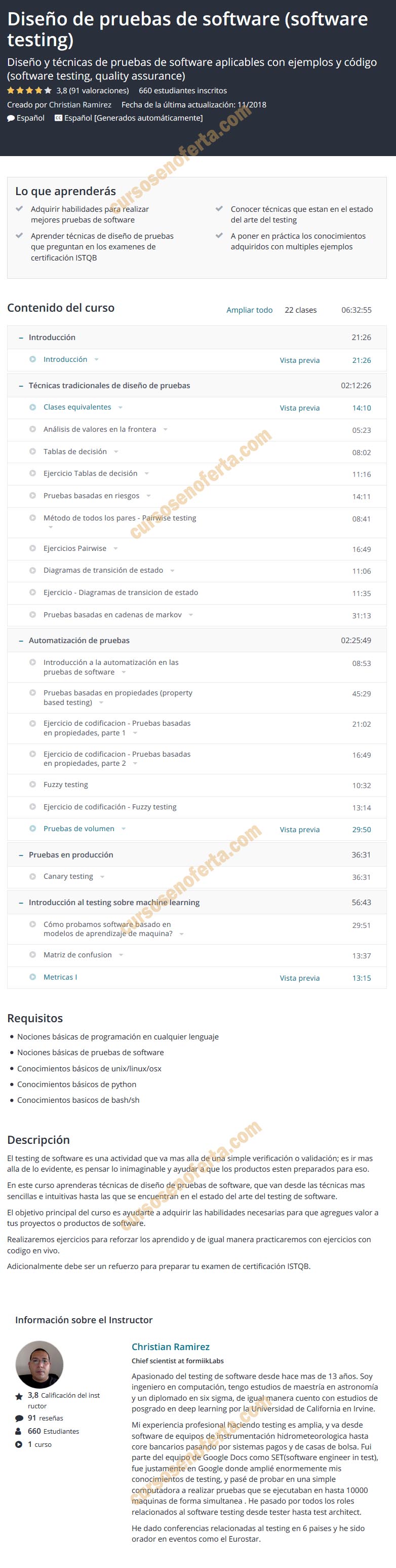 Diseño de pruebas de software (software testing) 