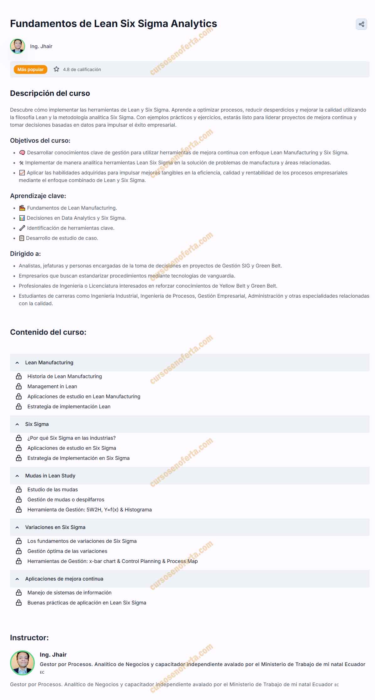 Fundamentos de Lean Six Sigma Analytics - ing jhair