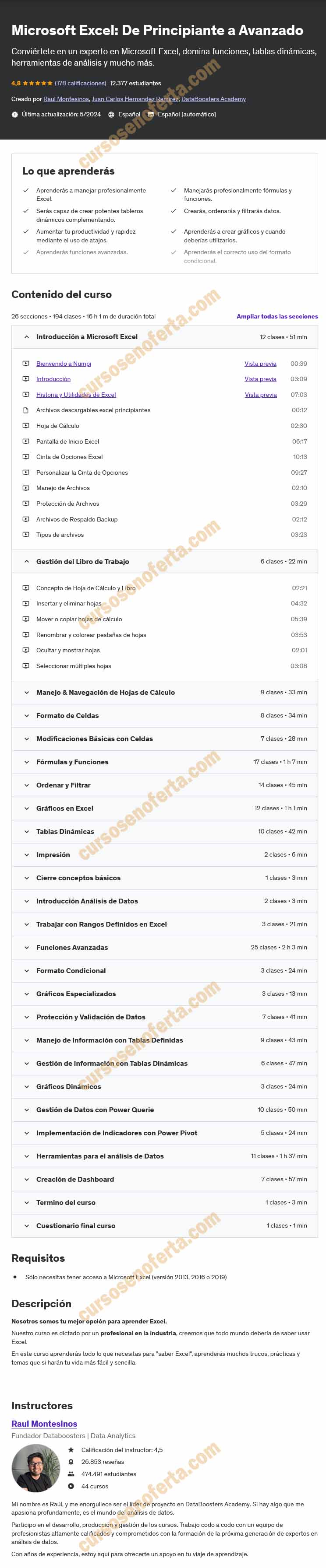 Microsoft Excel De Principiante a Avanzado - raúl montesinos