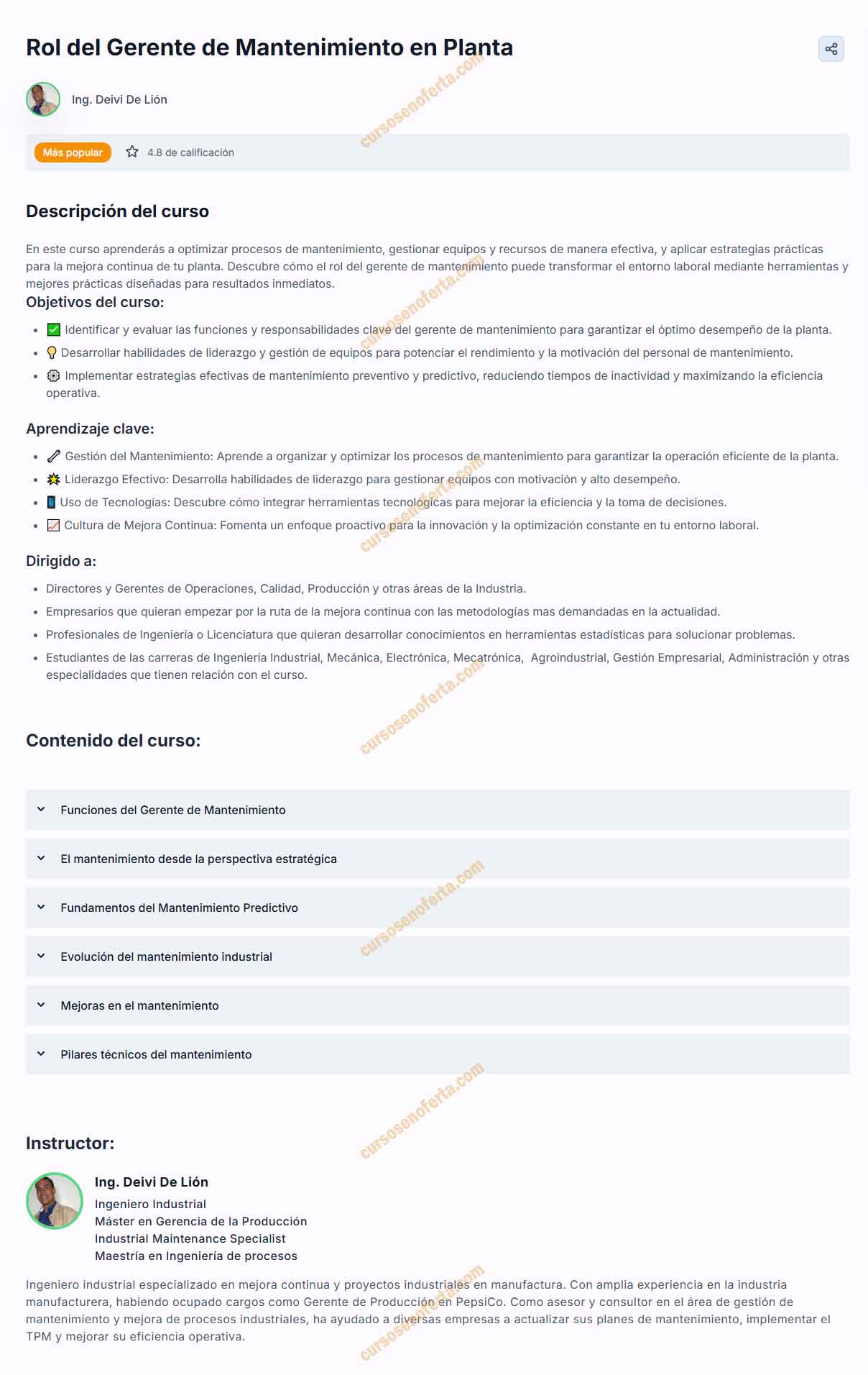 Rol del Gerente de Mantenimiento en Planta - Deivi De Lion