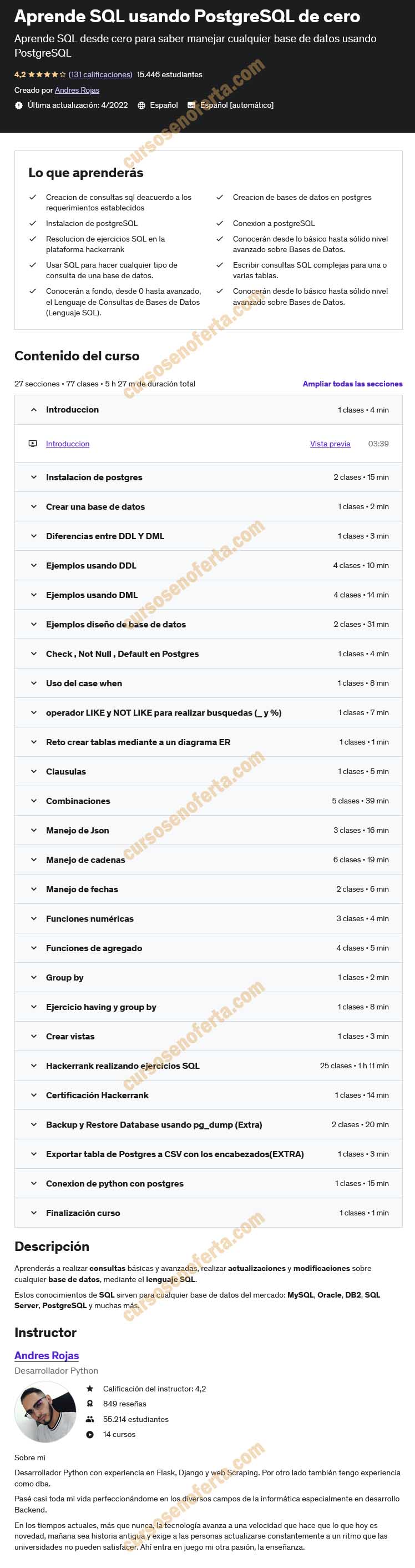 Aprende SQL usando PostgreSQL de cero