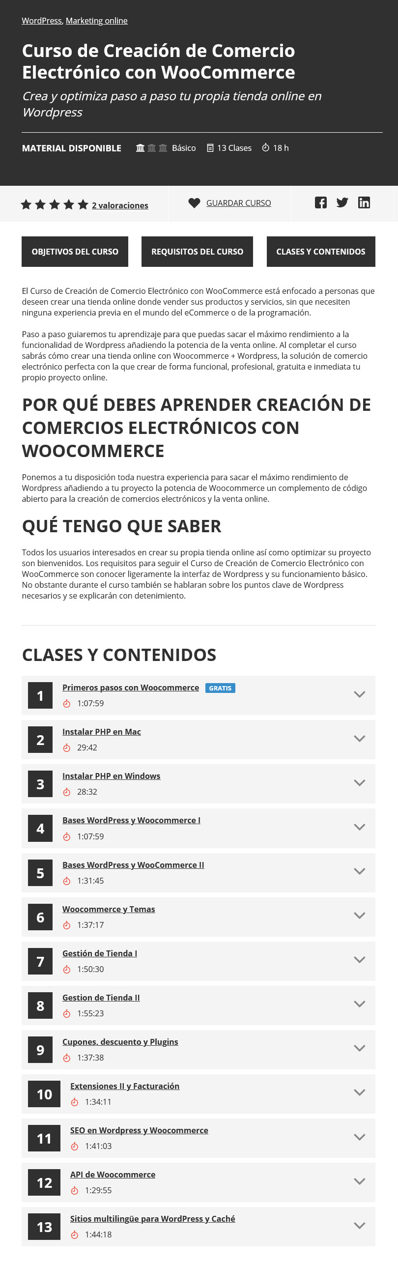 Curso de Creación de Comercio Electrónico con WooCommerce