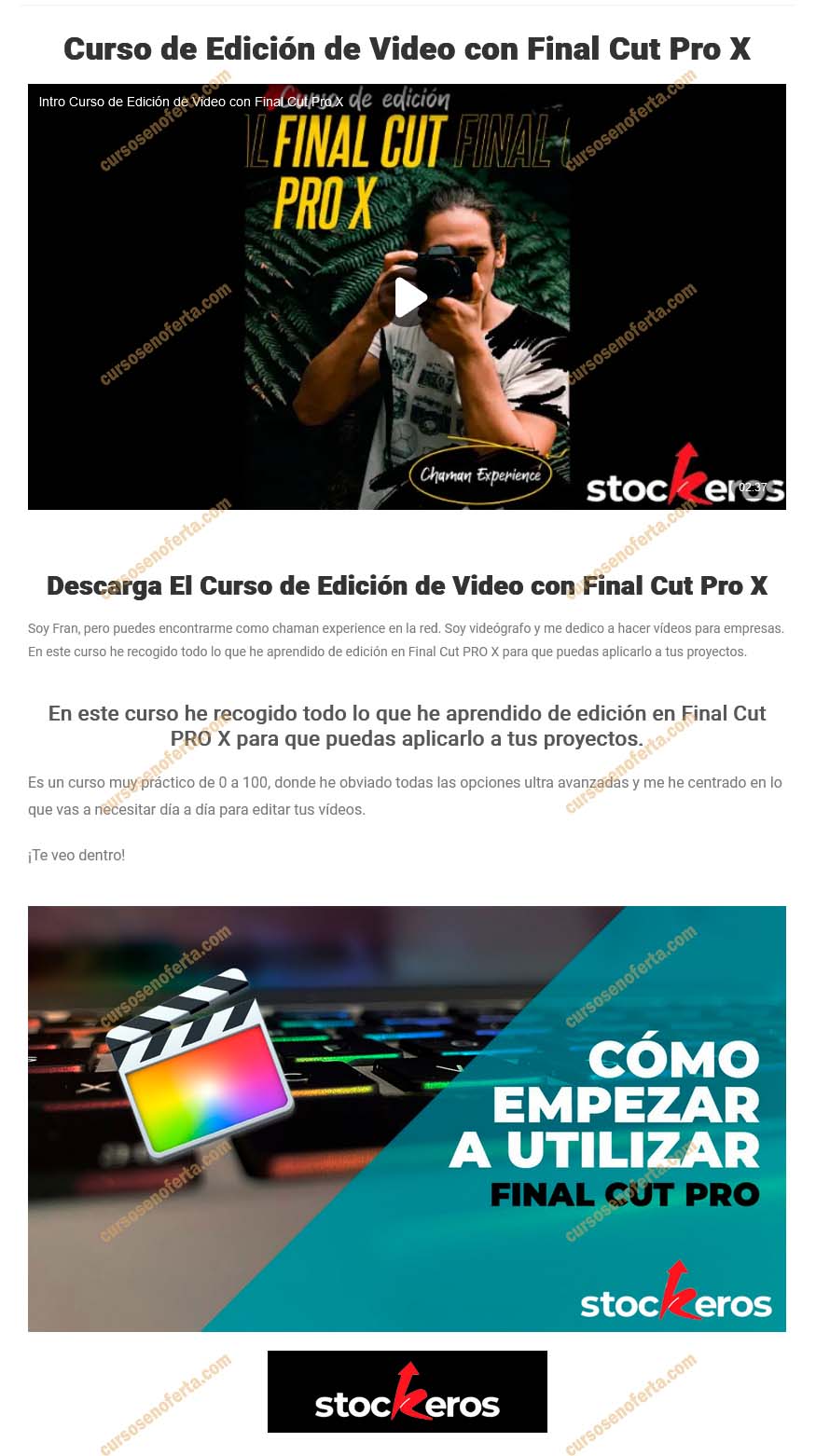 Curso de edición de video Final Cut Pro X - stockeros