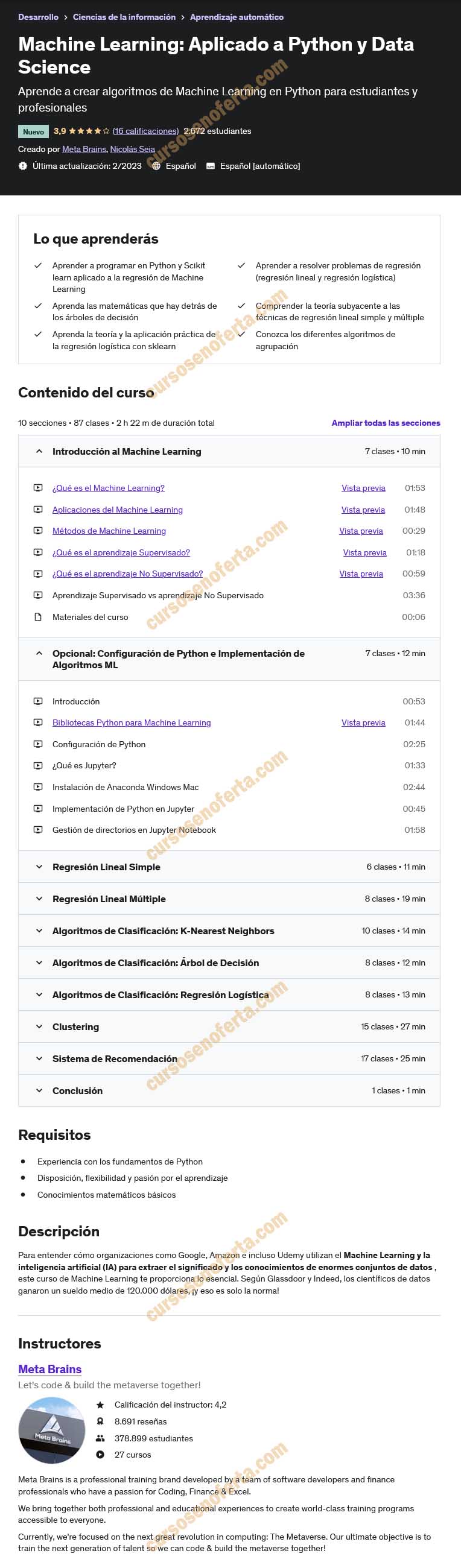 Machine Learning Aplicado a Python y Data Science