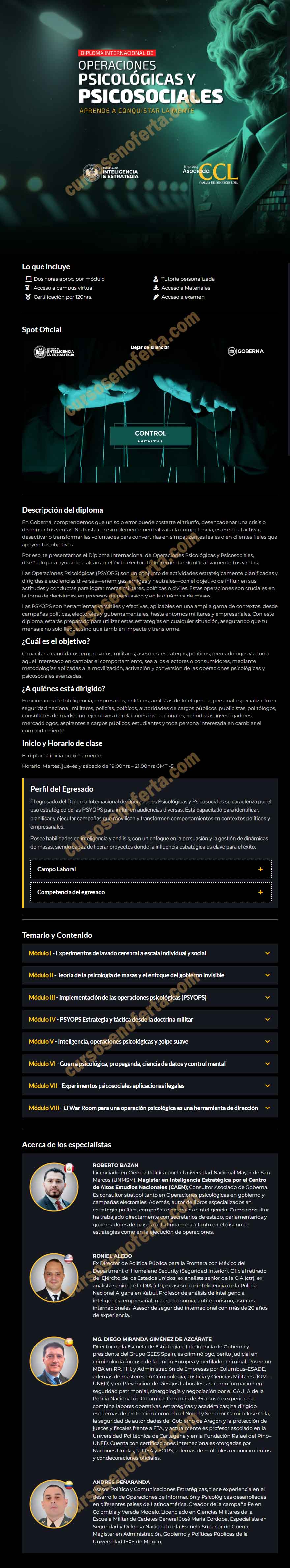 Diploma Internacional De Operaciones Psicológicas y Psicosociales - Goberna