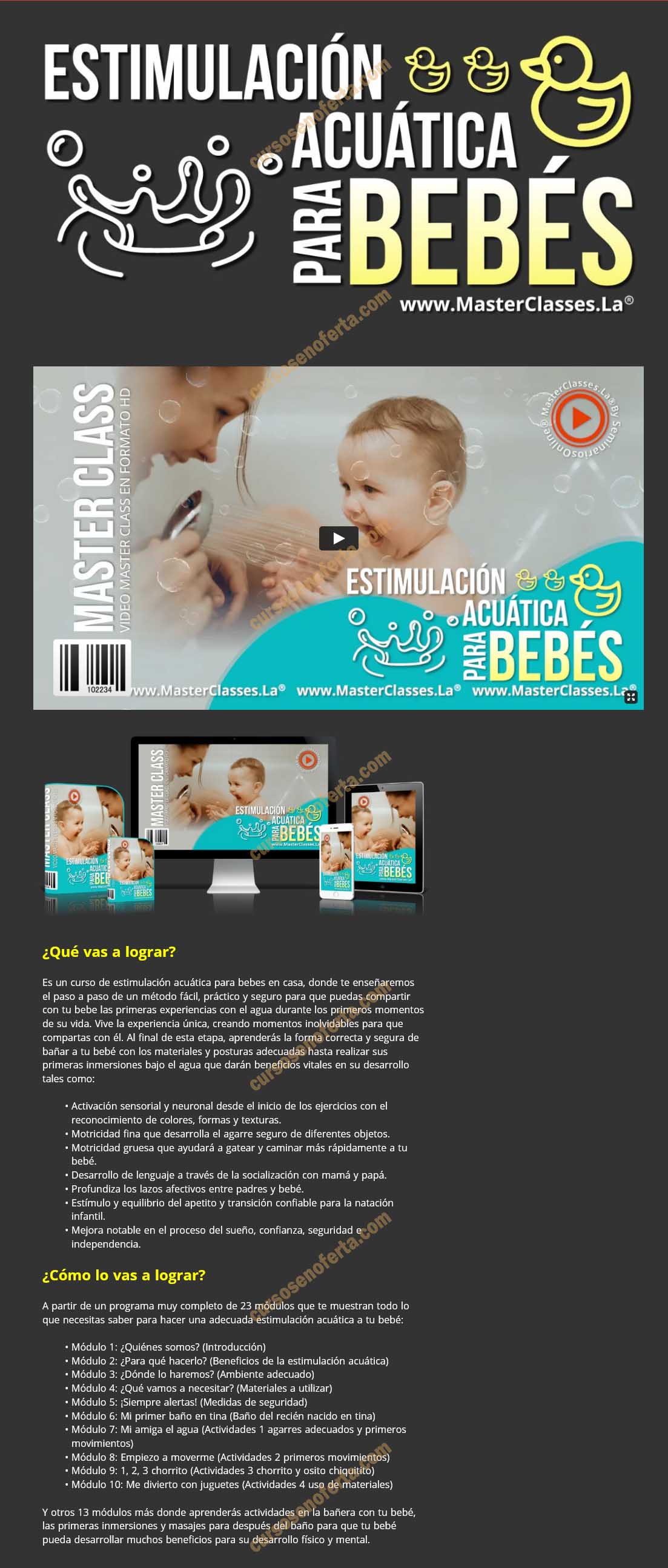 Estimulación acuática para bebés