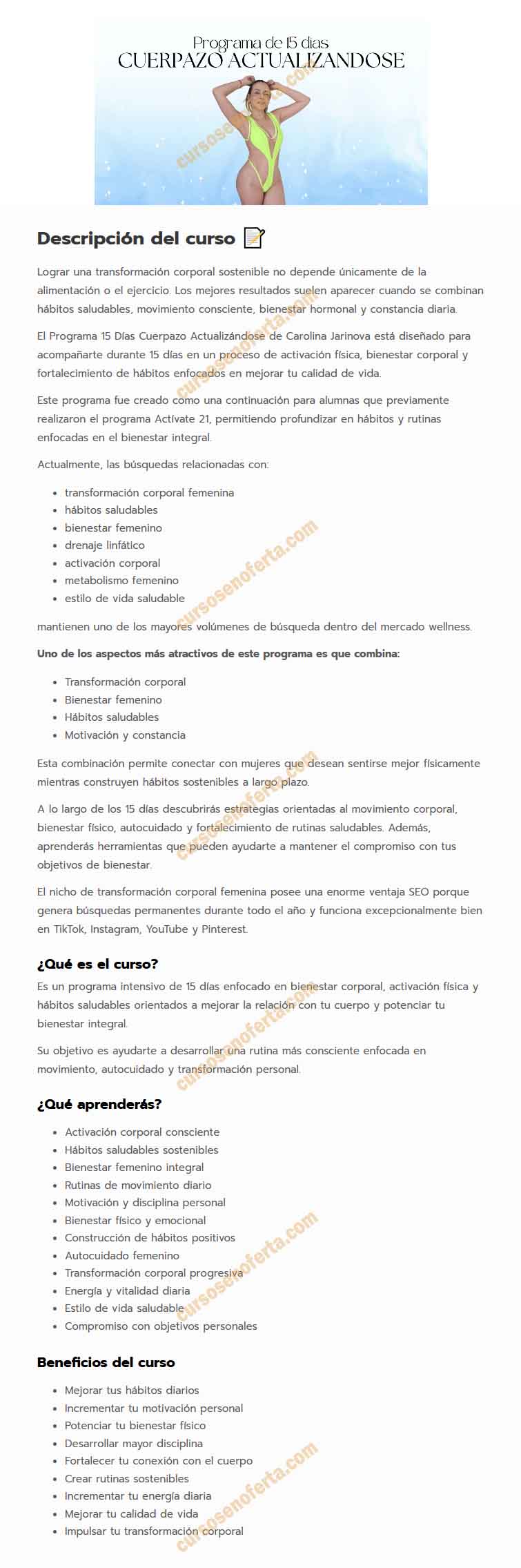 15 días cuerpazo actualizándose - Carolina Jarinova