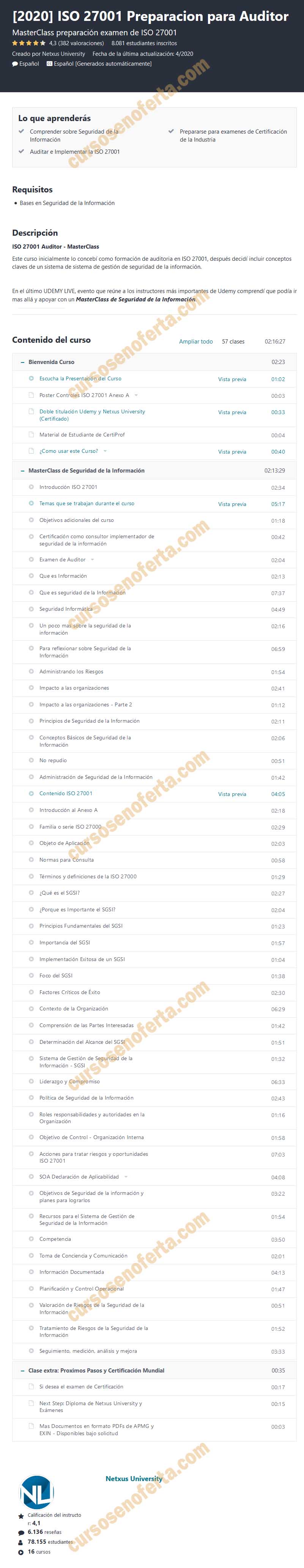 2020 ISO 27001 Preparación para Auditor