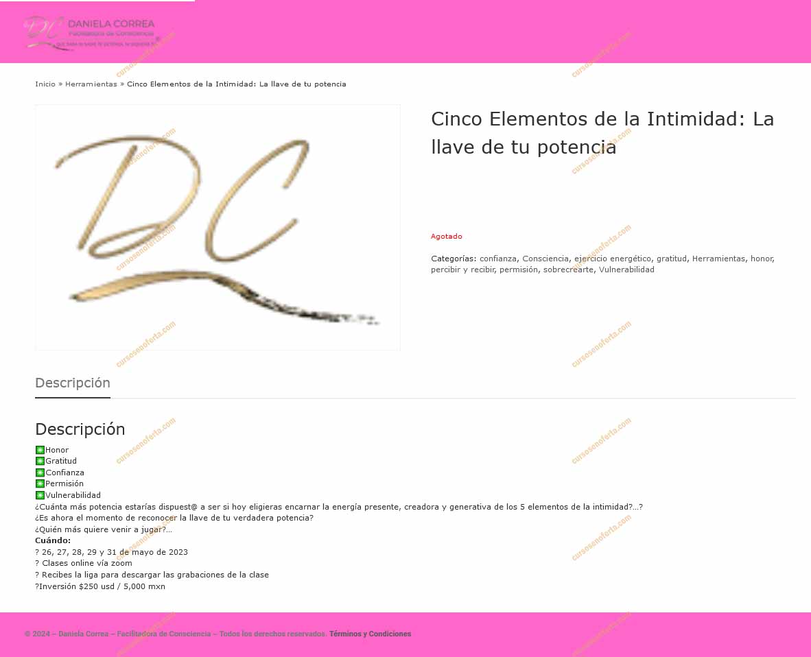 Cinco Elementos de la Intimidad La llave de tu potencia - daniela correa