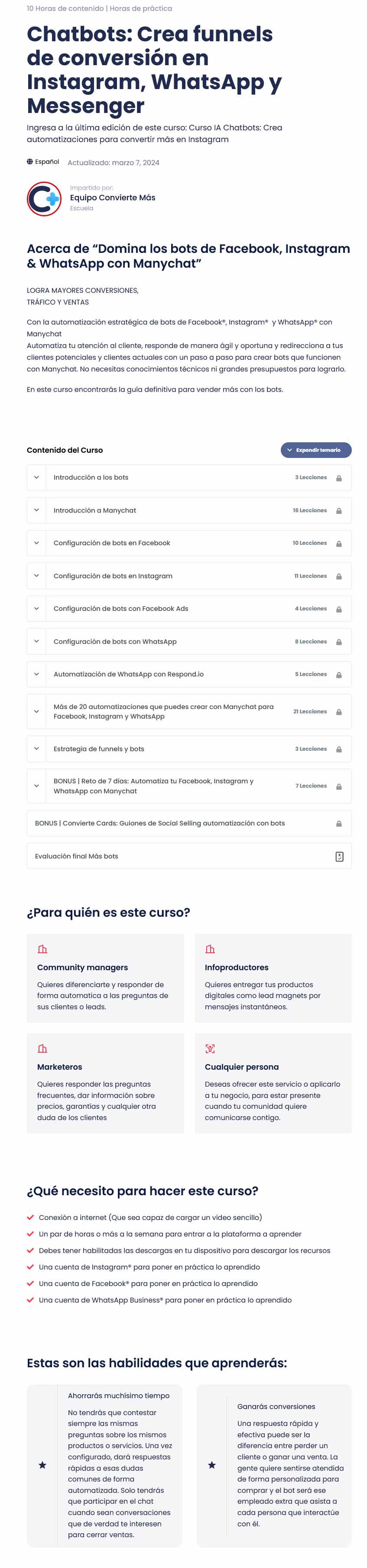 Chatbots Crea funnels de conversión en Instagram, WhatsApp y Messenger - Convierte Más