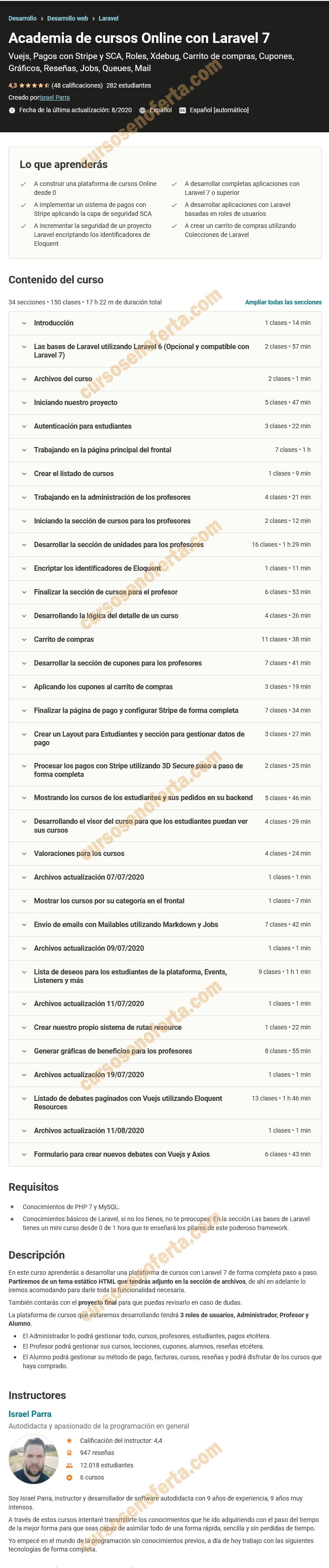 Academia de cursos Online con Laravel 7