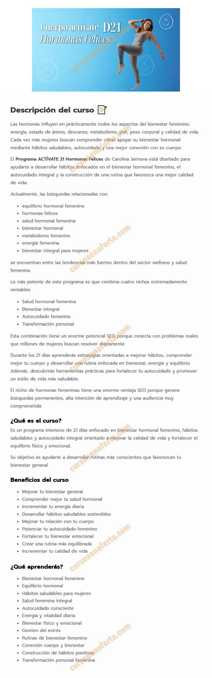 Actívate 21 Hormonas Felices - Carolina Jarinova