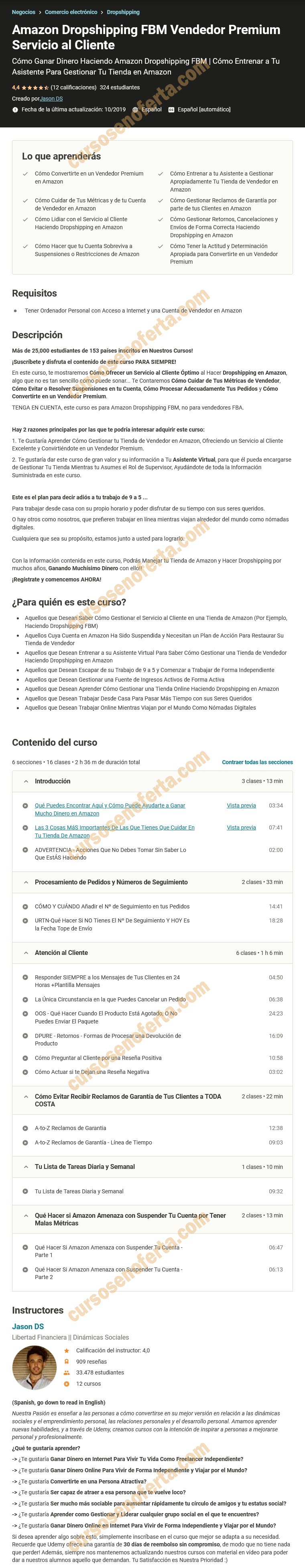 Amazon Dropshipping FBM Vendedor Premium Servicio al Cliente