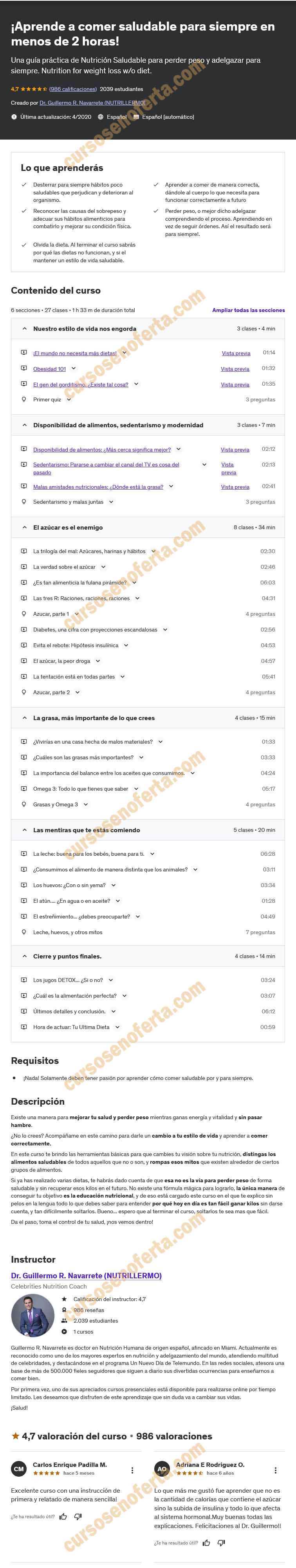 Aprende a comer saludable para siempre en menos de 2 horas - nutrillermo