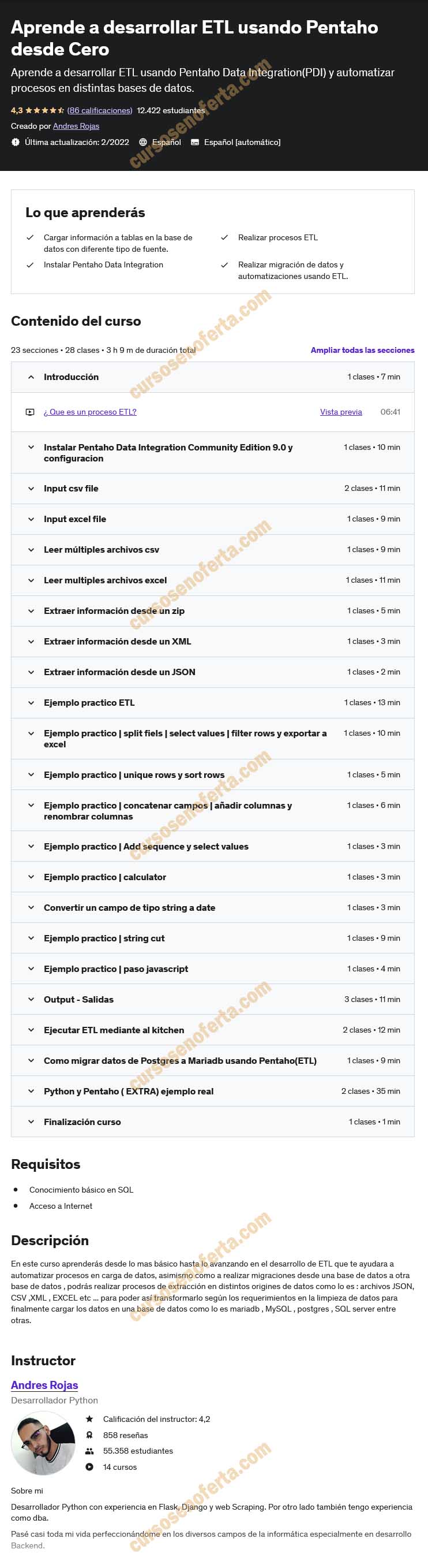 Aprende a desarrollar ETL usando Pentaho desde Cero