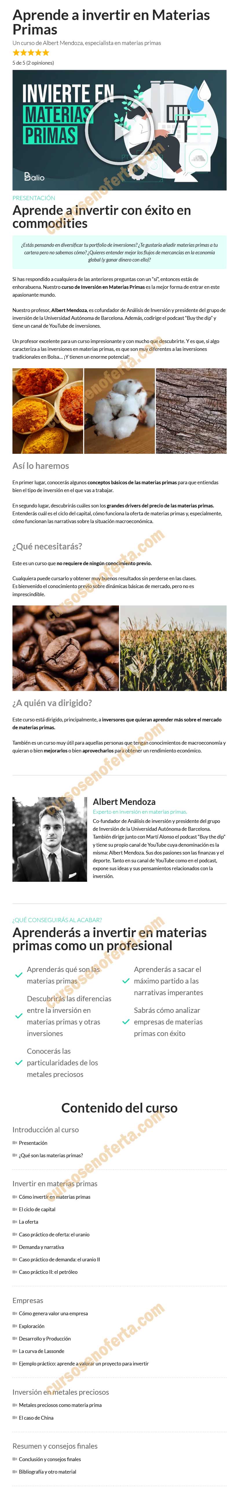 Aprende a invertir en Materias Primas