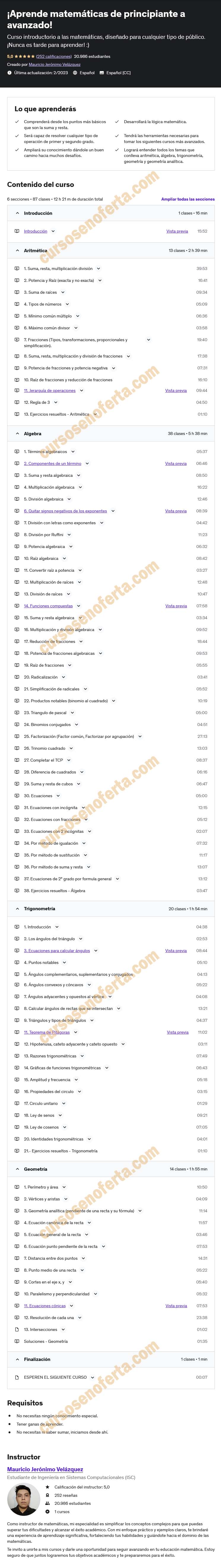 Aprende matemáticas de principiante a avanzado