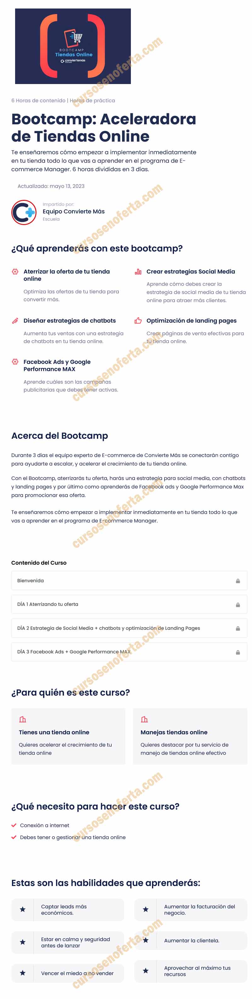 Bootcamp Aceleradora de Tiendas Online - convierte más