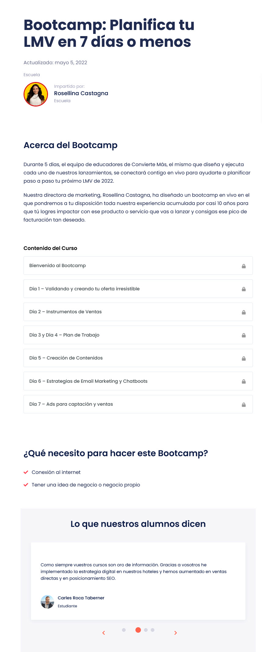 Bootcamp planifica tu LMV en 7 días o menos
