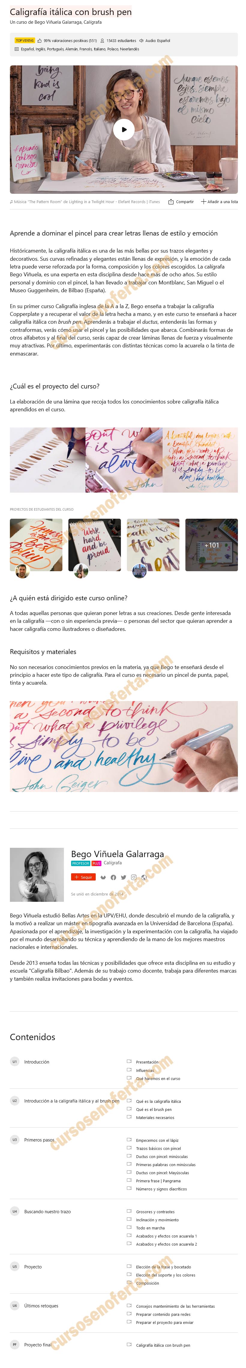 Caligrafía itálica con brush pen - Bego Viñuela