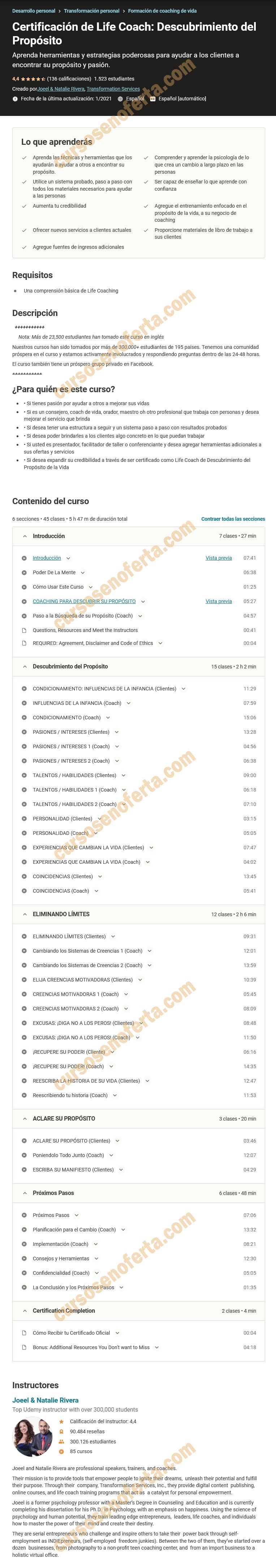 Certificación de Life Coach - Descubrimiento del Propósito 