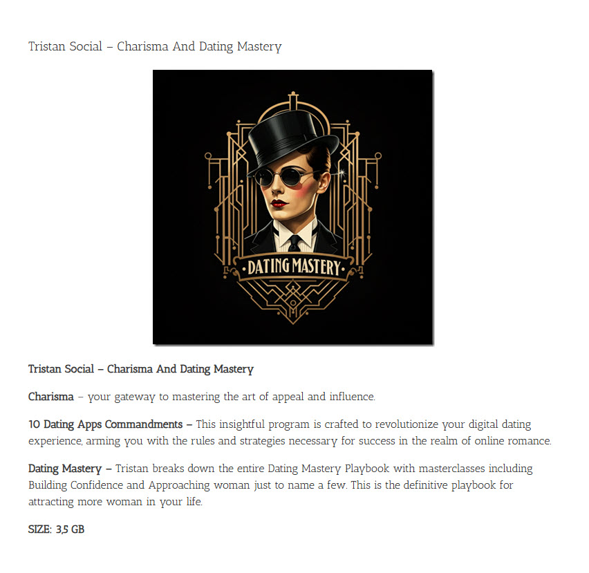 Charisma and Dating Mastery (En inglés) - tristan social