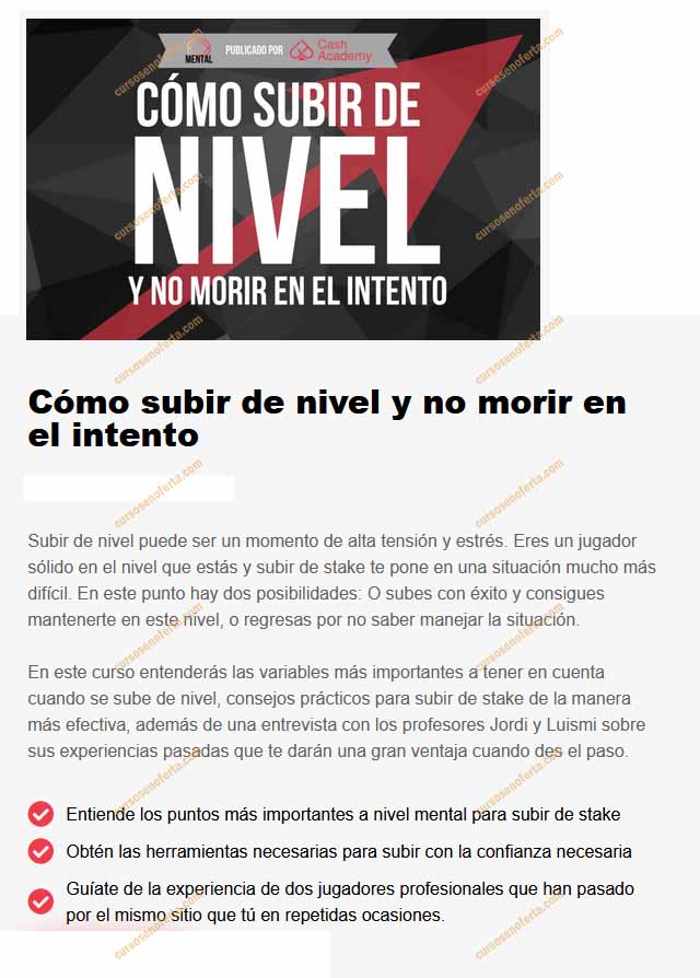 Cómo subir de nivel y no morir en el intento cash academy
