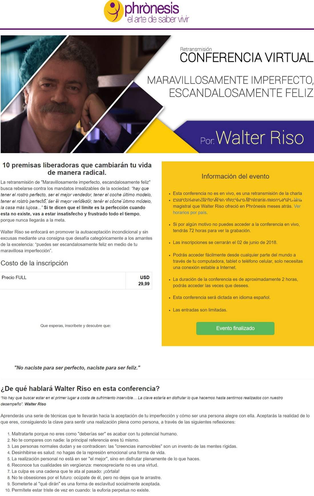 Conferencia Maravillosamente Imperfecto - walter riso