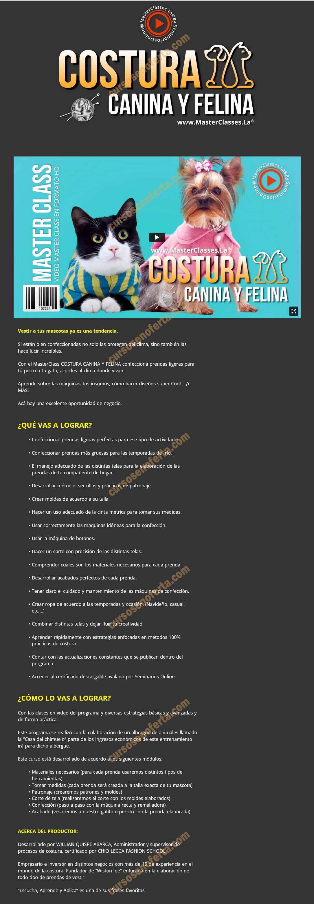 Costura canina y felina