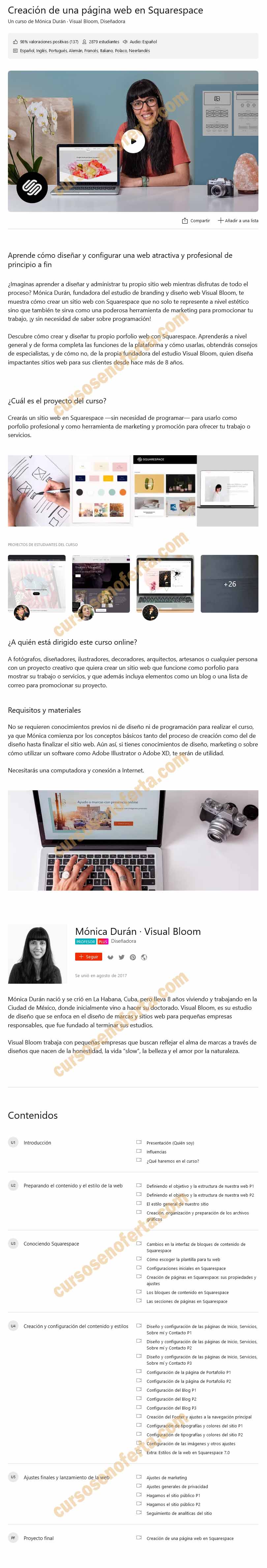 Creación de una página web en Squarespace - Mónica Durán