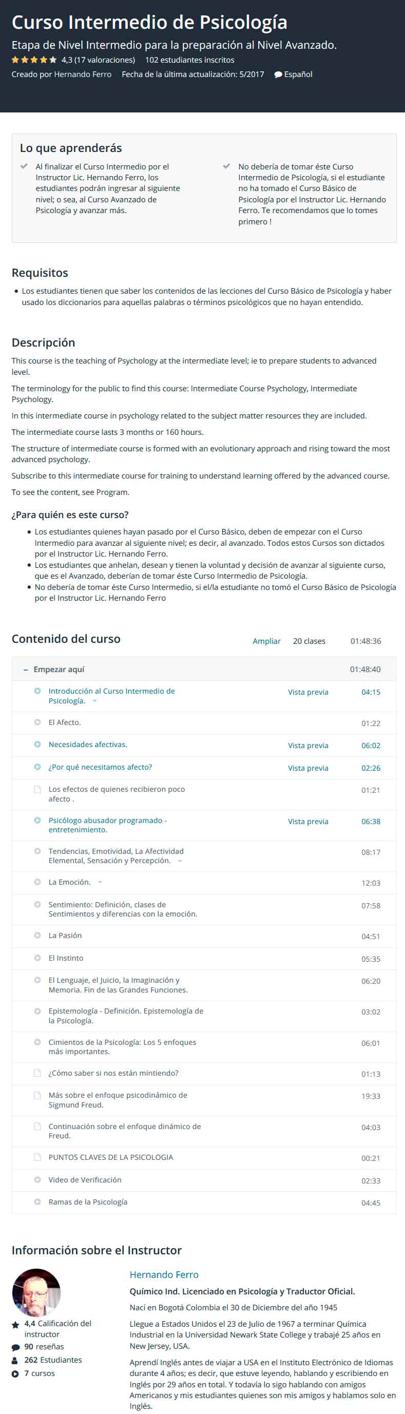 curso intermedio de psicología
