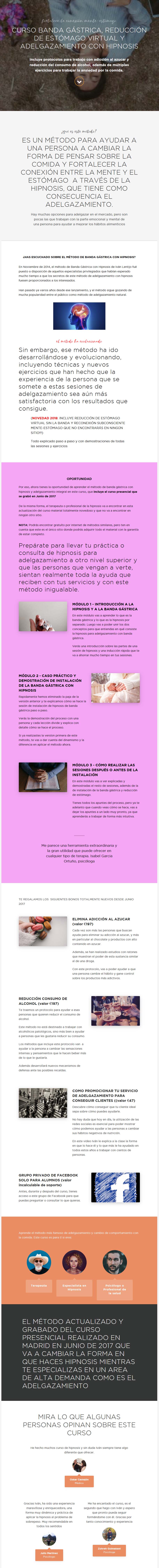 curso Banda Gástrica, Reducción de Estómago Virtual y Adelganzamiento con Hipnosis