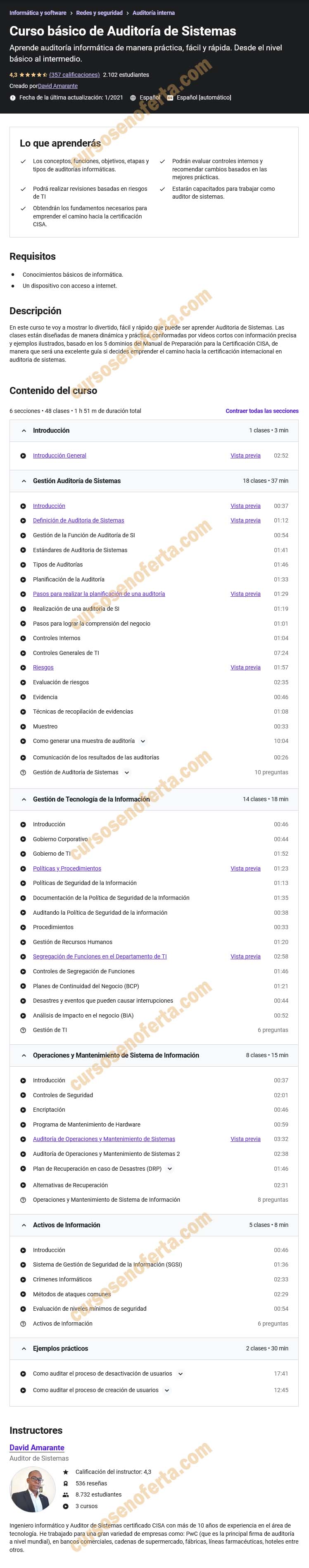 Curso básico de Auditoría de Sistemas 