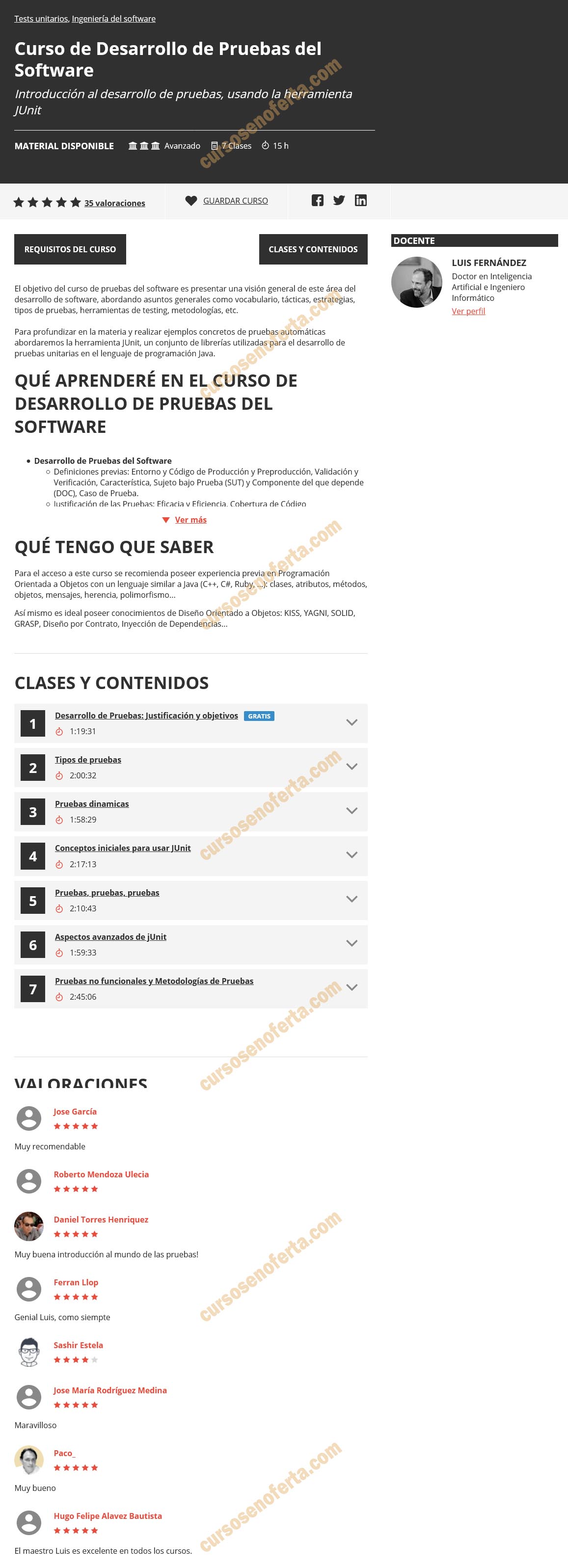 Curso de Desarrollo de Pruebas del Software