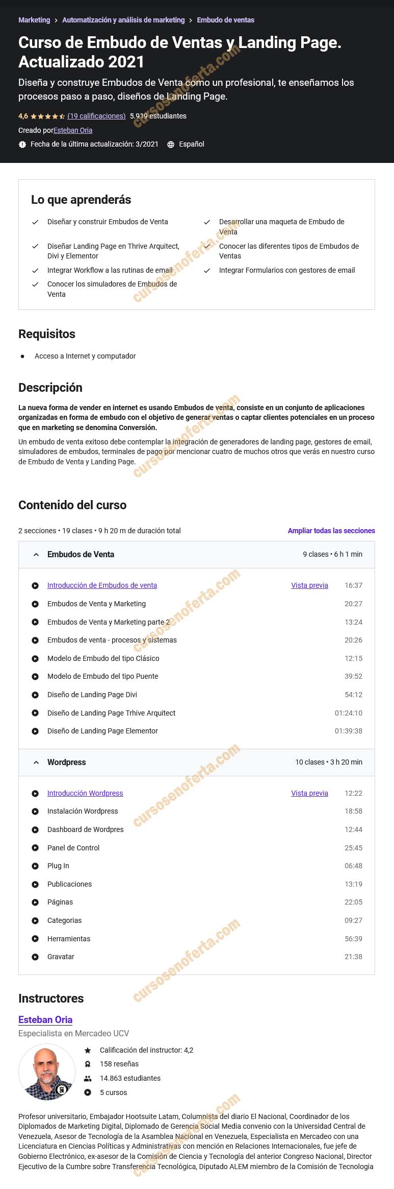 Curso de Embudo de Ventas y Landing Page. Actualizado 2021