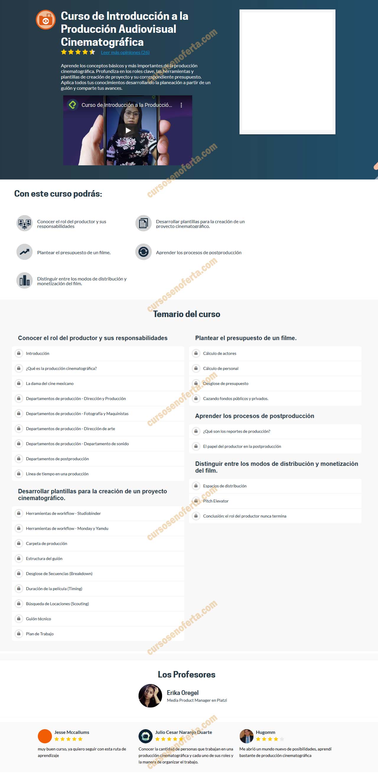 Curso de Introducción a la Producción Audiovisual Cinematográfica