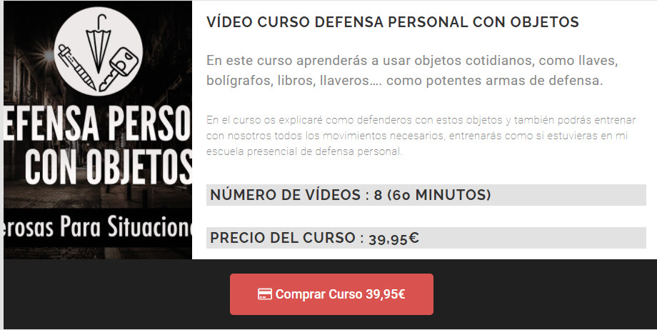 Curso defensa personal con objetos