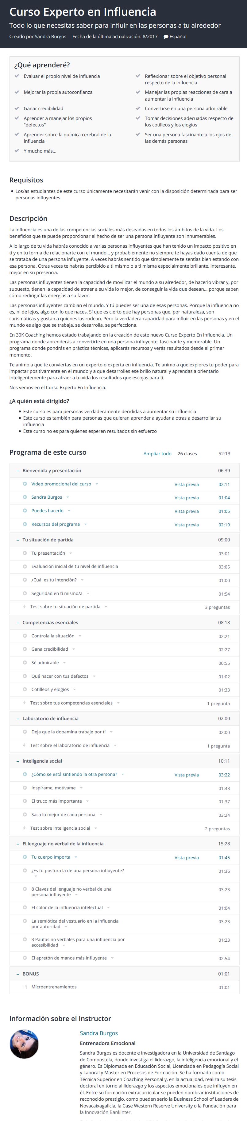 Curso Experto en Influencia - Sandra Burgos