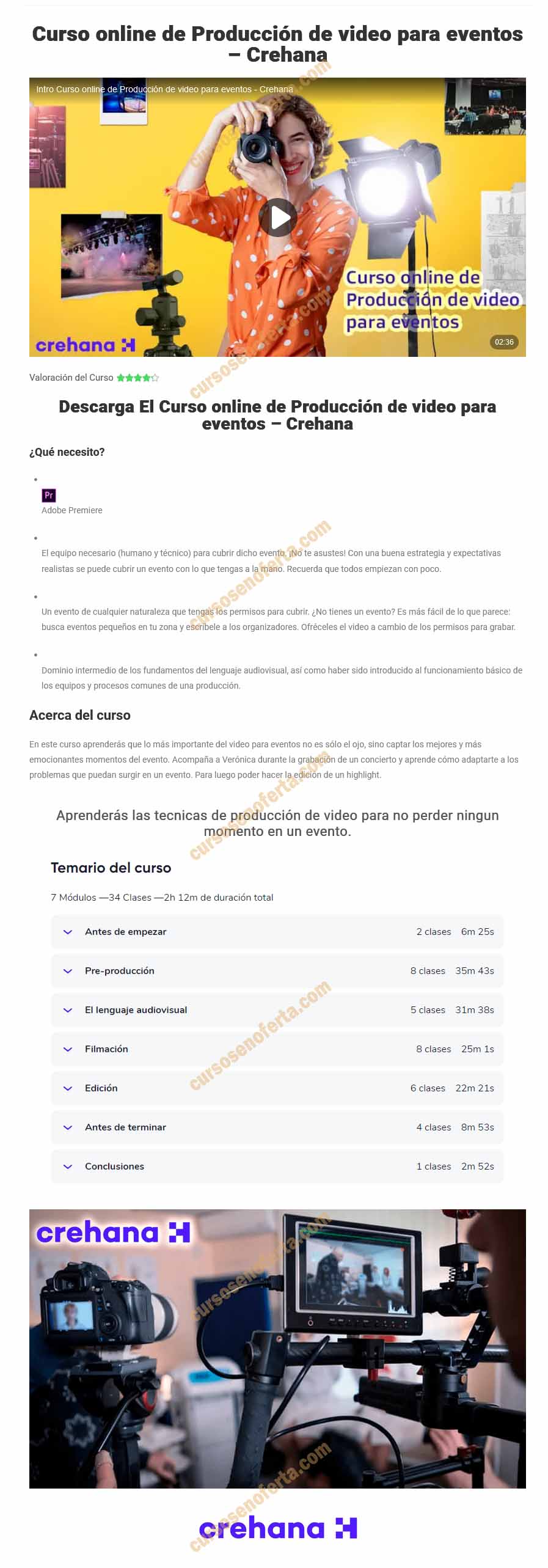 Curso online de producción de vídeo para eventos