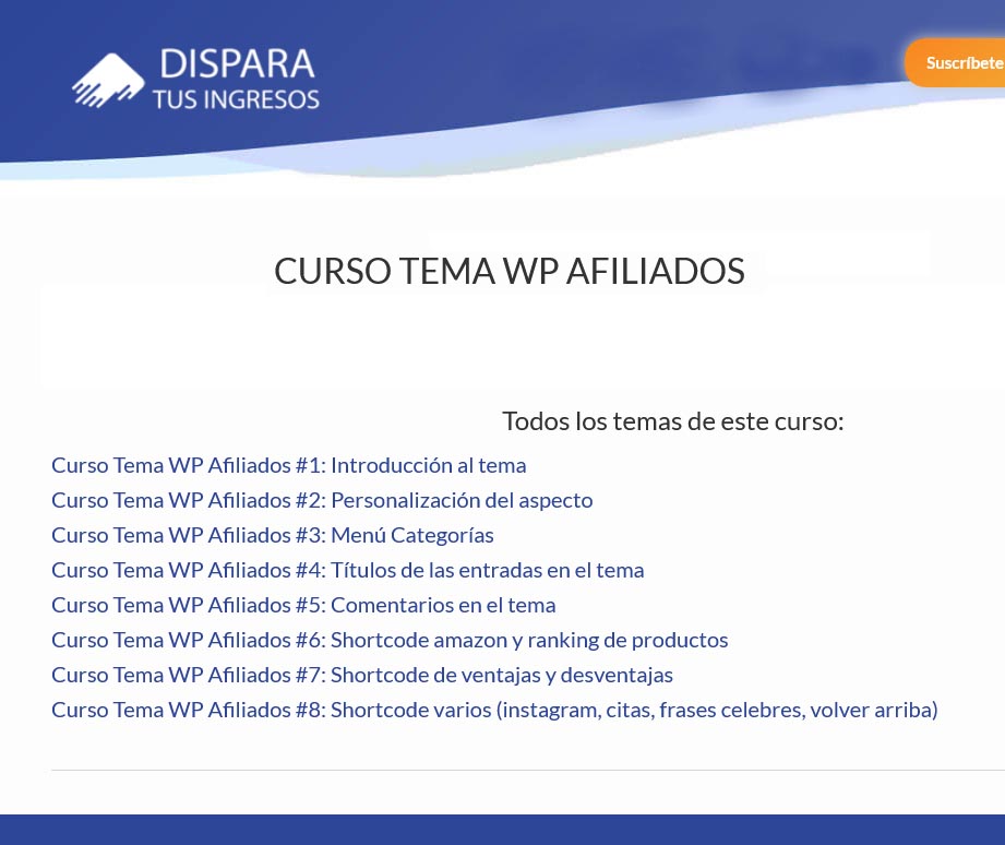 Curso tema WP afiliados
