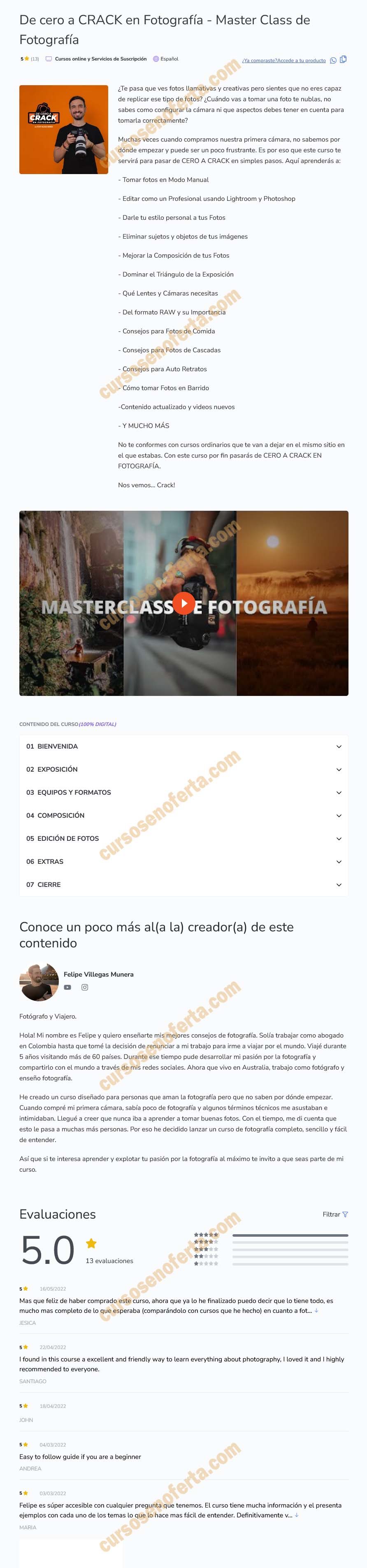 De cero a crack en Fotografía - felipe villegas