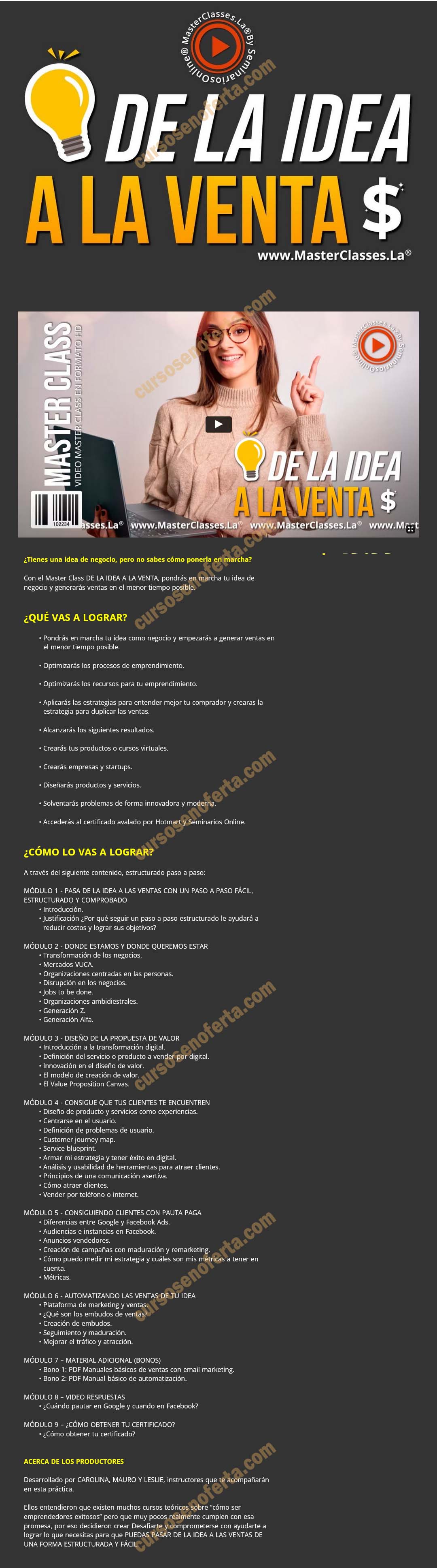DE LA IDEA A LA VENTA